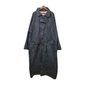 90s Australian Outback Collection Mens XXL Long Duster Coat Black Wash Denim USA